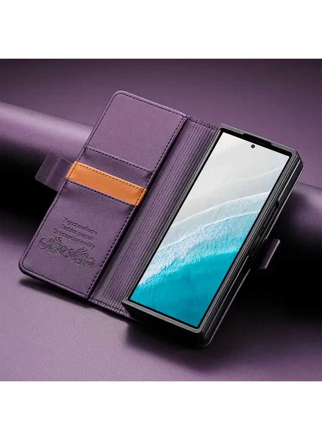 Brown Leather Wallet Case With RFID Blocking For Samsung Galaxy Z Fold 7 Card Holder Kickstand Cover - Image 3